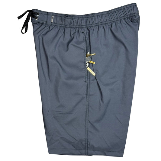 !Solid Charcoal | M's ELASTIC Waist Board Shorts | Mid Length