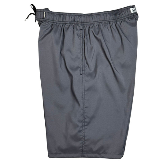Solid Men's (Charcoal) Elastic Waist Board Shorts w/Side Seam Pockets (Select Custom Outseam 17" to 30") - Board Shorts World