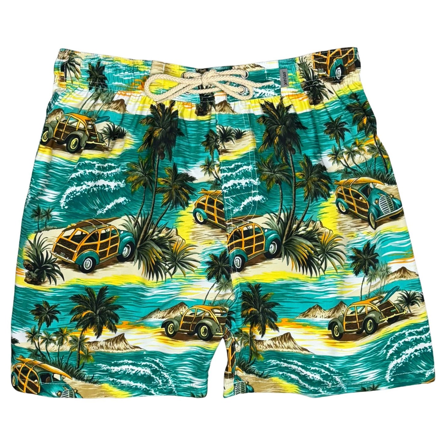 !!Getaway Car | M's ELASTIC Waist Board Shorts | Retro Short Length