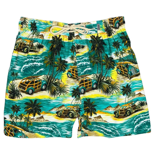 !!Getaway Car | M's ELASTIC Waist Board Shorts | Retro Short Length