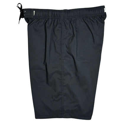 Men's Elastic Waist Board Shorts w/ on-seam Pockets (Select Custom Outseam 17" - 30") Black w/black stitching. - Board Shorts World