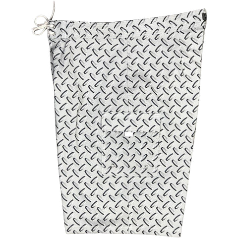 "Diamond Plate" (Silver) Double Cargo Pocket Board Shorts (Select Custom Outseam 18" - 28")