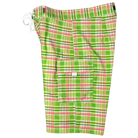 "Nantucket" (Green) Double Cargo Pocket Board Shorts (Select Custom Outseam 18" - 28")