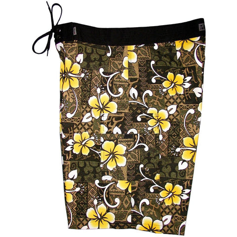 "Top Dog" (Olive) Double Cargo Pocket Board Shorts (Select Custom Outseam 18" - 28")