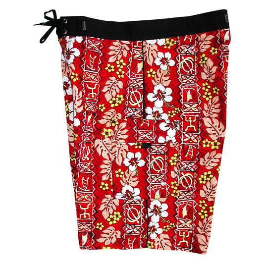 "Tortugas" (Red) Double Cargo Pocket Board Shorts (Select Custom Outseam 18" - 28")