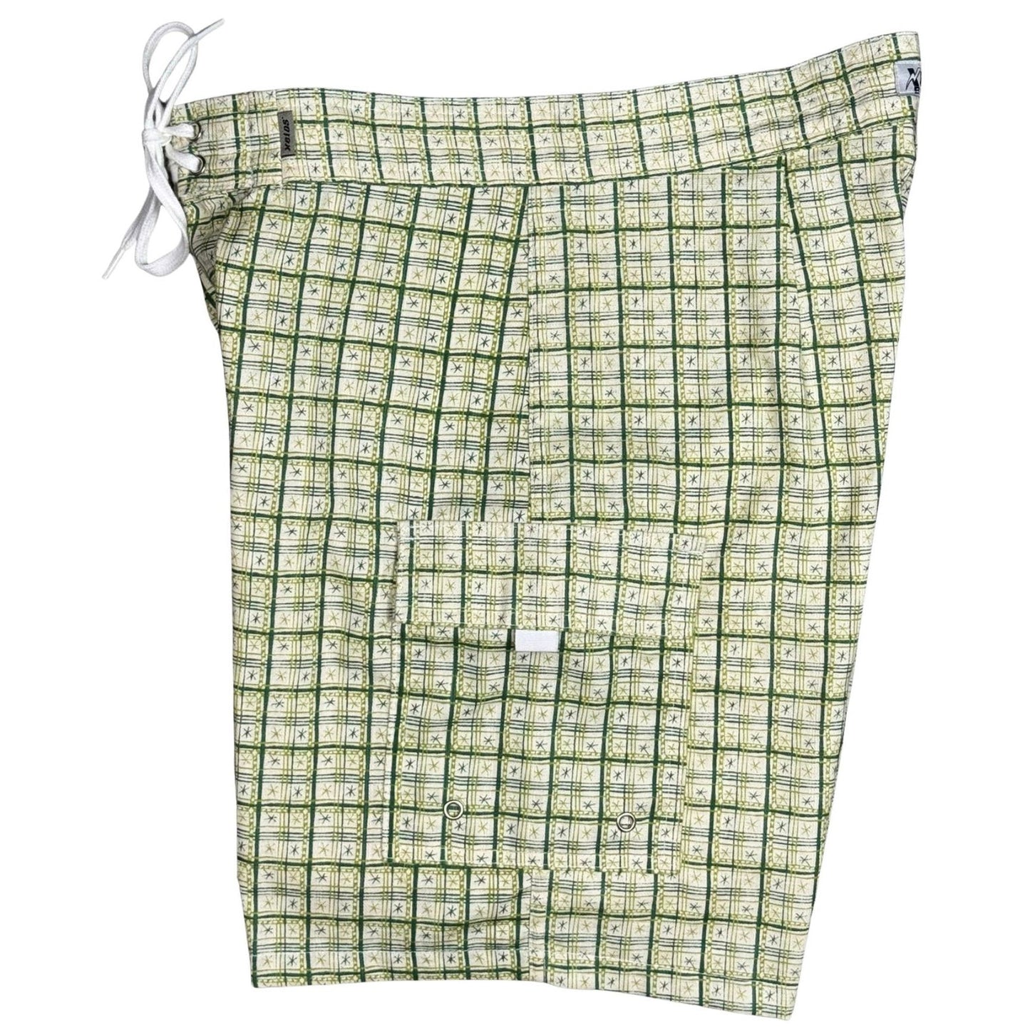 "Jetson" (Green) 100% COTTON  Mens Board Shorts - 19.5" Outseam / 7" Inseam