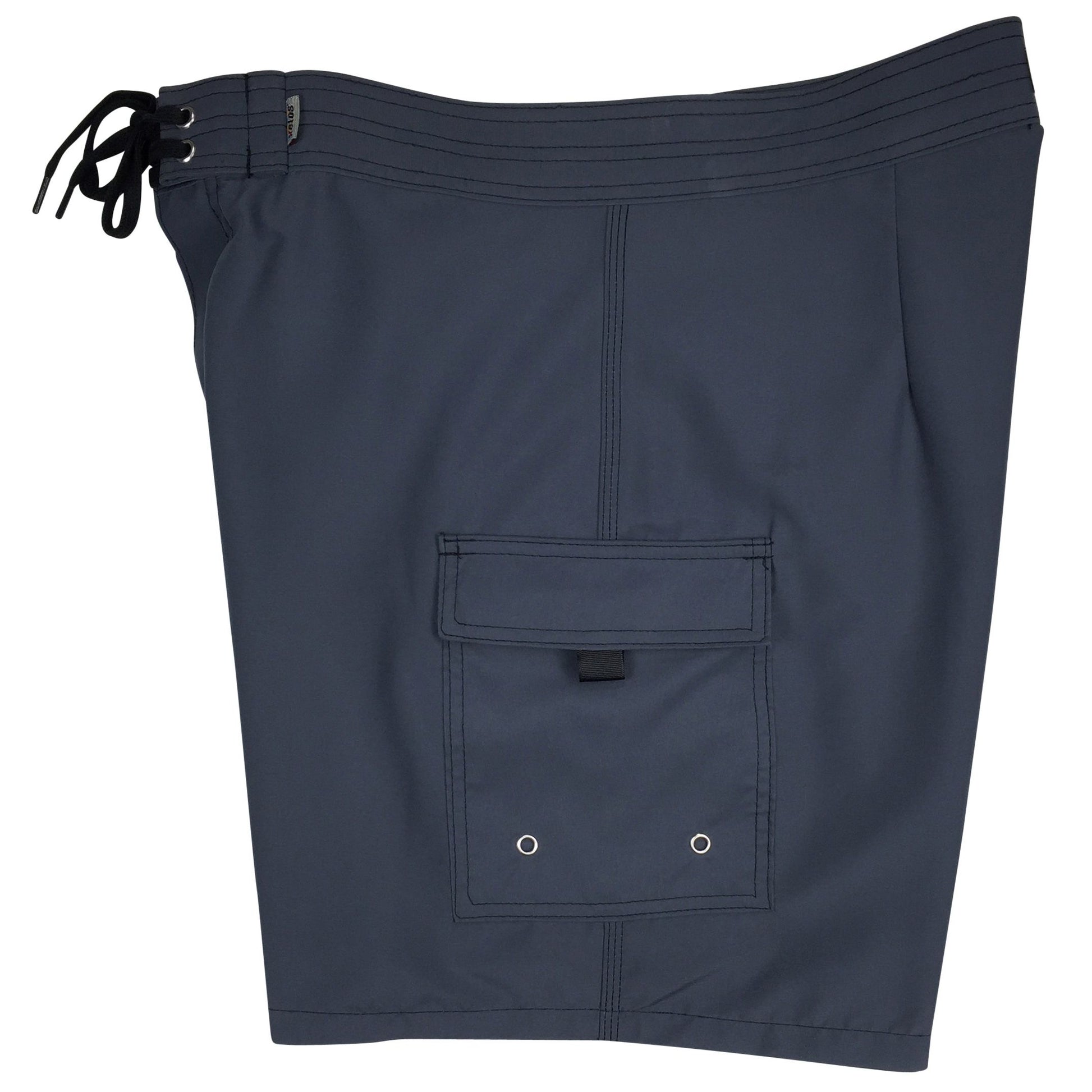 "Manoa" SOLID Charcoal Build-Your-Own 100% Cotton Men's Board Shorts - Board Shorts World