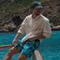 !Midnight Tropics | M's NON-Elastic Waist Board Shorts | Retro Short Length