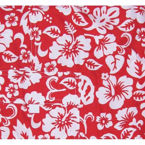Elastic Waist Board Shorts "Pure Hibiscus Too" (Red) Print Men's CUSTOM