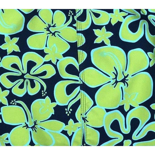 "ReBoot" (Green) Men's Elastic Waist Swim Trunks w/ on-seam Pockets (Select Custom Outseam 17" - 30") - Board Shorts World