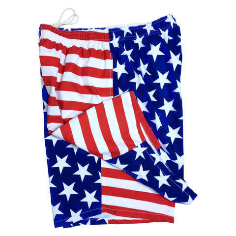 "Freedom" Men's Elastic Waist Swim Trunks w/ on-seam Pockets (Select Custom Outseam 18" - 28")