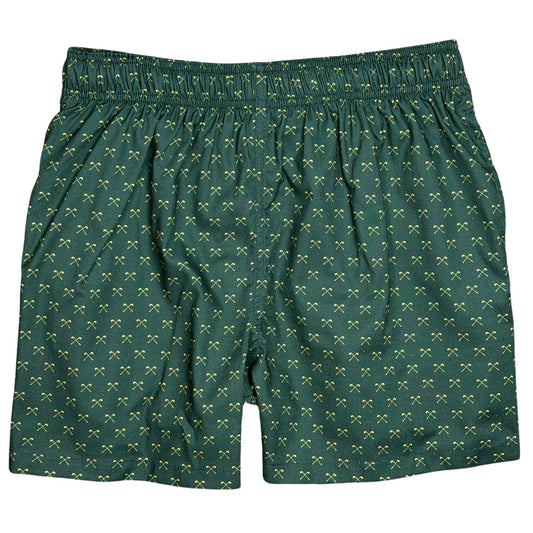 Crossed Fairways | 100% Natural Cotton M's Swim Trunks | Elastic | Side Pockets | Build Your Own
