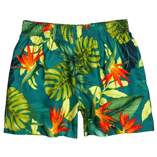 Paradise Found | 100% Natural Cotton M's Swim Trunks | Elastic | Side Pockets | Build Your Own