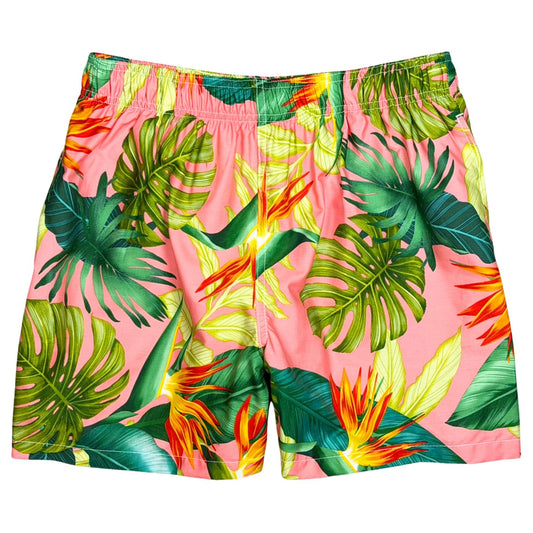 Paradise Found | 100% Natural Cotton M's Swim Trunks | Elastic | Side Pockets | Build Your Own