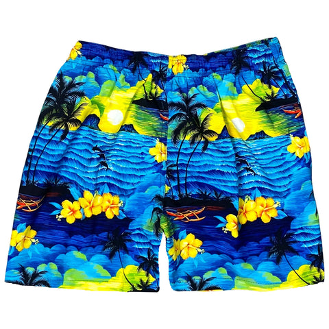 "Picture This" Mens Swim Trunks (with mesh liner) - 17" Outseam / 4.5" Inseam (Blue, Charcoal OR Purple)