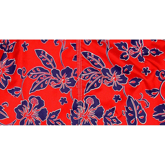 **Elastic Waist Board Shorts "Warming Trend" (Red+Blue) Print Men's CUSTOM