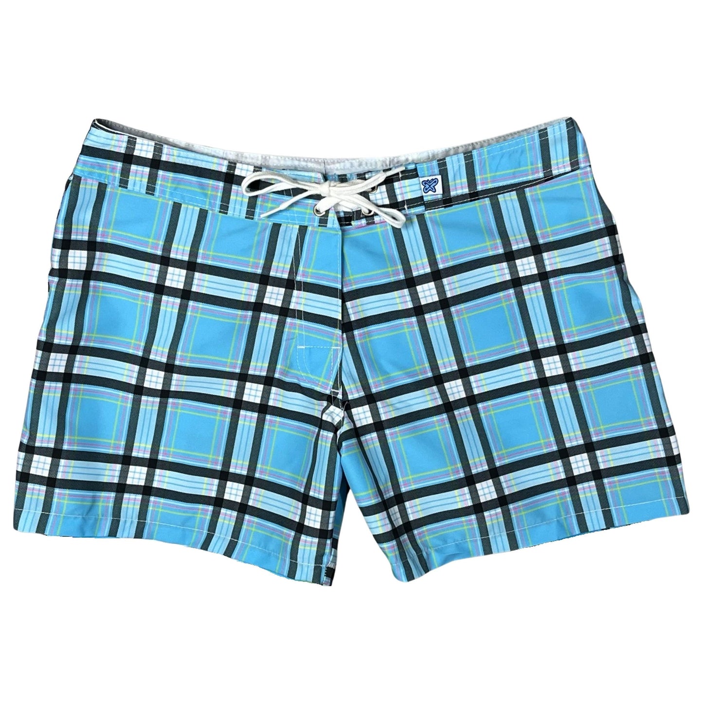 "Casual Friday" Plaid Girls Board Shorts - 5" Inseam (Blue)