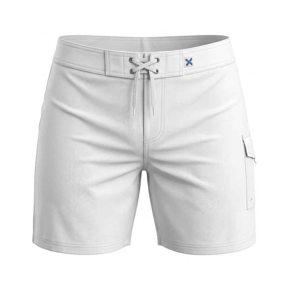 !! Solid White | W's Board/Swim Shorts | Non-Elastic | Regular Rise | Long Length