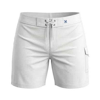 !! Solid White | W's Board/Swim Shorts | Non-Elastic | Regular Rise | Long Length