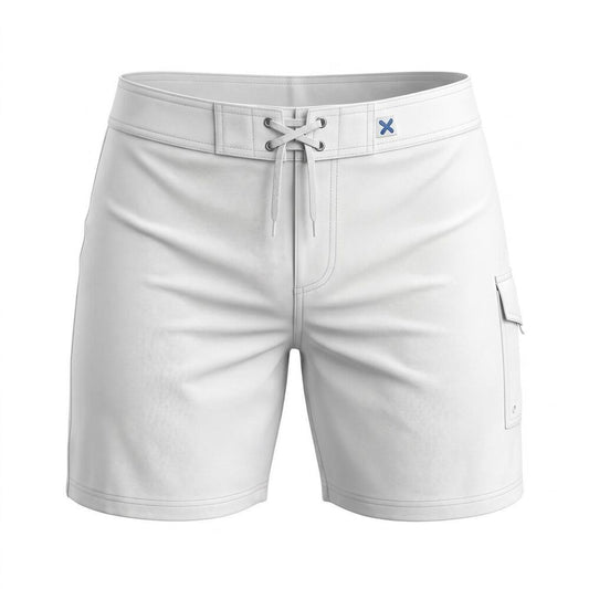 !! Solid White | W's Board/Swim Shorts | Non-Elastic | Regular Rise | Long Length