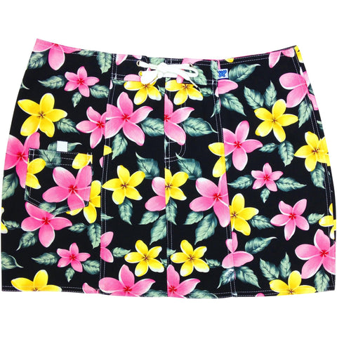 "Free Roaming" Plumeria Board Skirt (Black, Pink, Red, or Turquoise) - Board Shorts World - 1