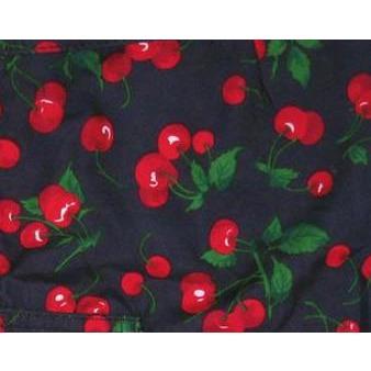 **Fixed (Non Elastic) Waist Board Shorts "a La Mode" (Black) Cherries Print Mens CUSTOM