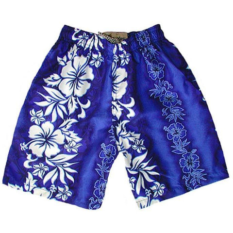 "Conga Line" Boys Swim Trunks with Mesh Liner - 7" Inseam / 18" Outseam (Blue, Charcoal, Red or Pink) - Board Shorts World - 1
