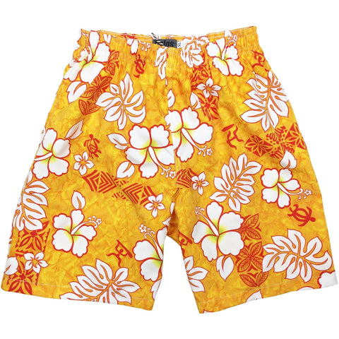 "Tribal Council" Boys Swim Trunks with Mesh Liner - 7" Inseam / 18" Outseam  (Orange, Blue, Charcoal, Red, Olive or Sand) - Board Shorts World - 1