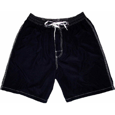 "A Solid Color" (Black) Mens Elastic Waist Board Shorts - 9" Inseam *SALE* - Board Shorts World