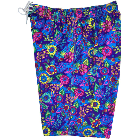 Elastic Waist Board Shorts "Carnival" (Purple) Print Mens CUSTOM - Board Shorts World - 1