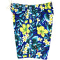 "Jungle Juice" Mens Elastic Waist Board Shorts - 19.5" Outseam / 7" Inseam (Royal) - Board Shorts World