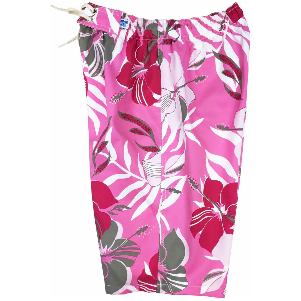 "Gypsy Soul" (Pink) Elastic Waist Board Shorts. Regular Rise or High Waist.  Women's CUSTOM