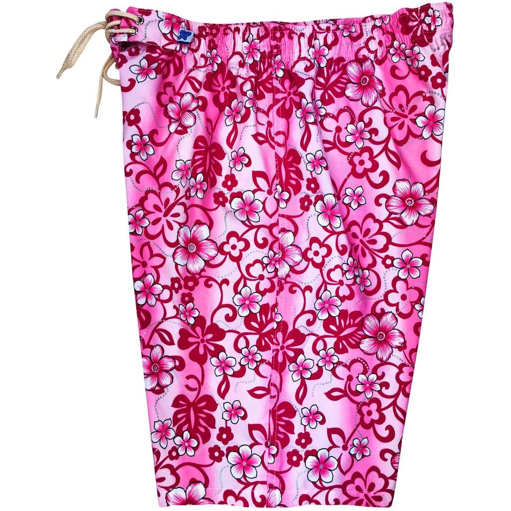 "Haywire" (Pink) Elastic Waist Board Shorts. Regular Rise or High Waist.  Women's CUSTOM