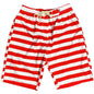 "Jail Bird" Womens Jail Stripes Elastic Waist Swim Board Shorts. REGULAR Rise + 11" Inseam (Red) - Board Shorts World