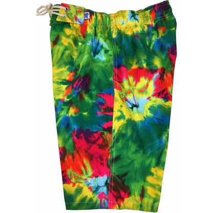 "Love N Haight" Tie Dye Elastic Waist Board Shorts. Regular or High Rise/Waist. Women's CUSTOM - Board Shorts World