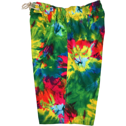 "Love N Haight" Tie Dye Women's Elastic Waist Swim Board Shorts. REGULAR Rise + 11" Inseam - Board Shorts World