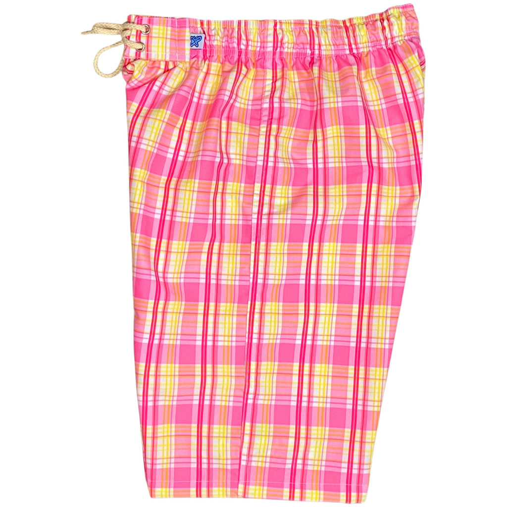 "Nantucket" (Pink) Womens Elastic Waist Swim Board Shorts. REGULAR Rise + 11" Inseam