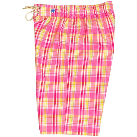 "Nantucket" (Pink) Elastic Waist Board Shorts. Regular Rise or High Waist.  Women's CUSTOM