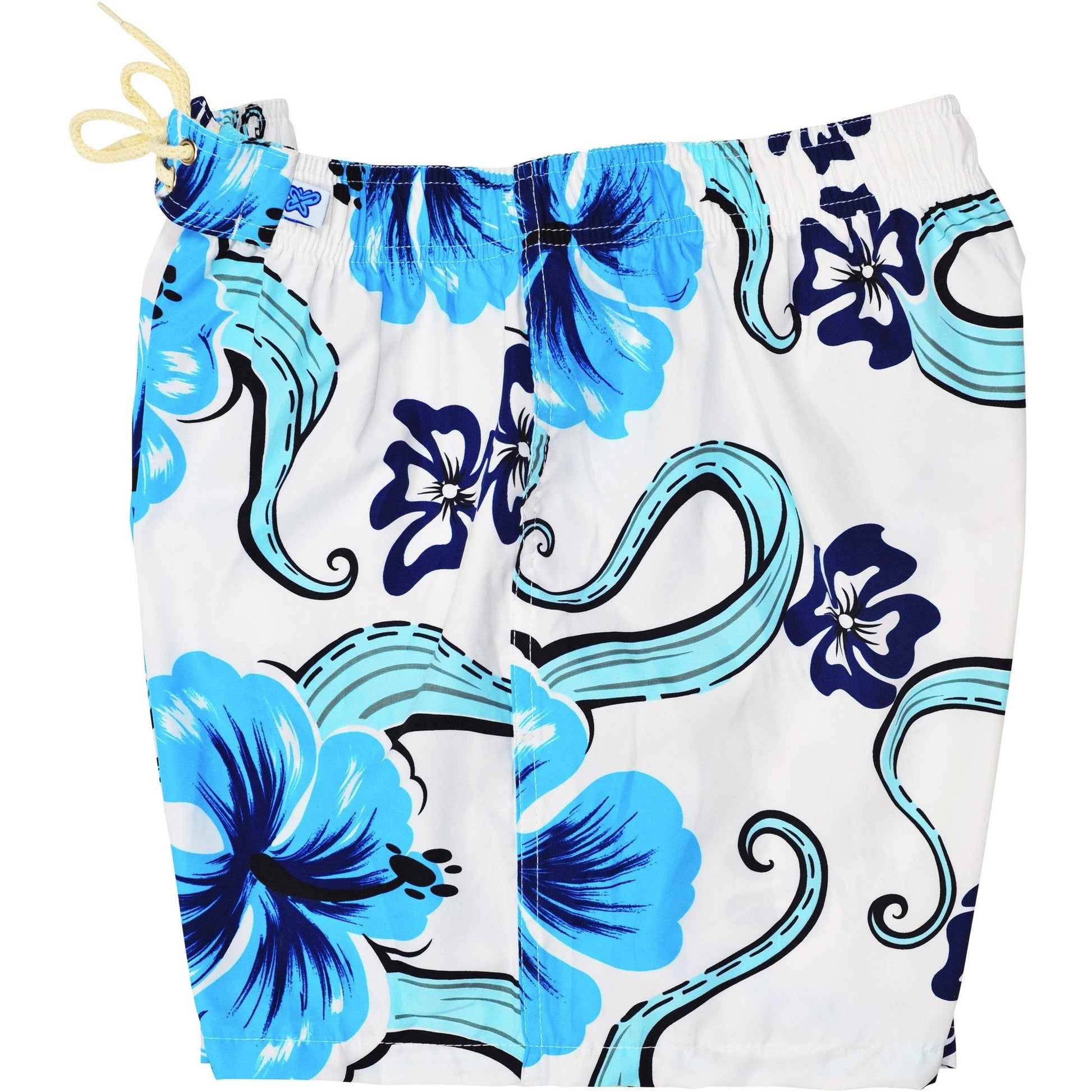 "Tailspin" Womens Elastic Waist Swim Board Shorts. REGULAR Rise + 5" Inseam (White, Chocolate, or Navy) - Board Shorts World - 1