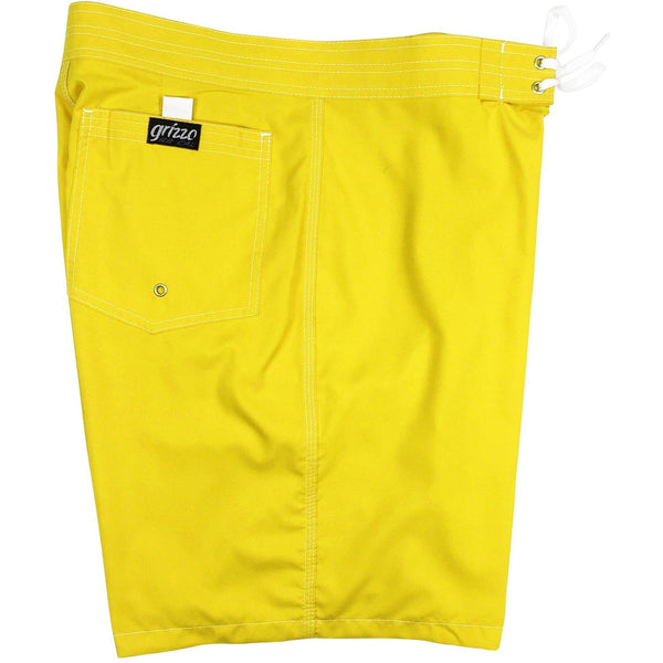 Solid Men's Board Shorts,  7" Inseam / 19.5" Outseam.  Back Pocket (Mango) - Board Shorts World