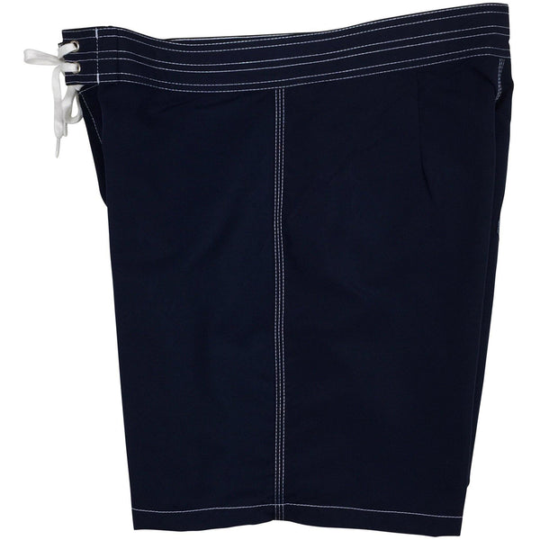 "A Solid Color" Mens Board Shorts w/ Back Pocket.  17.5" Outseam / 5" Inseam (Navy) - Board Shorts World - 2