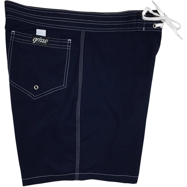"A Solid Color" Mens Board Shorts w/ Back Pocket.  17.5" Outseam / 5" Inseam (Navy) - Board Shorts World - 1