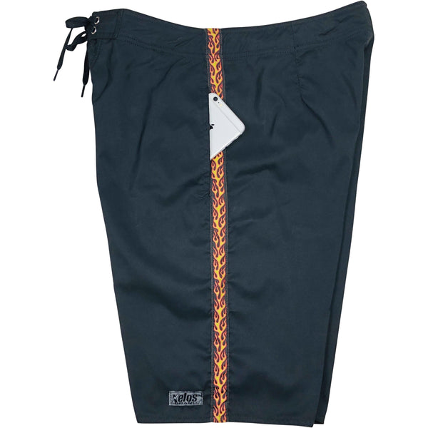 "The Fire Marshall"  Mens  Board Shorts.  Side Pockets.  24" Custom Outseam. - Board Shorts World
