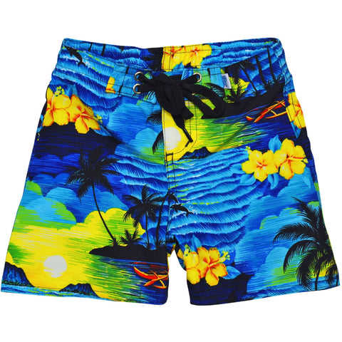 "Picture This" Board Shorts for Little Boys + Girls (Blue, Charcoal, or Purple) - Board Shorts World - 1