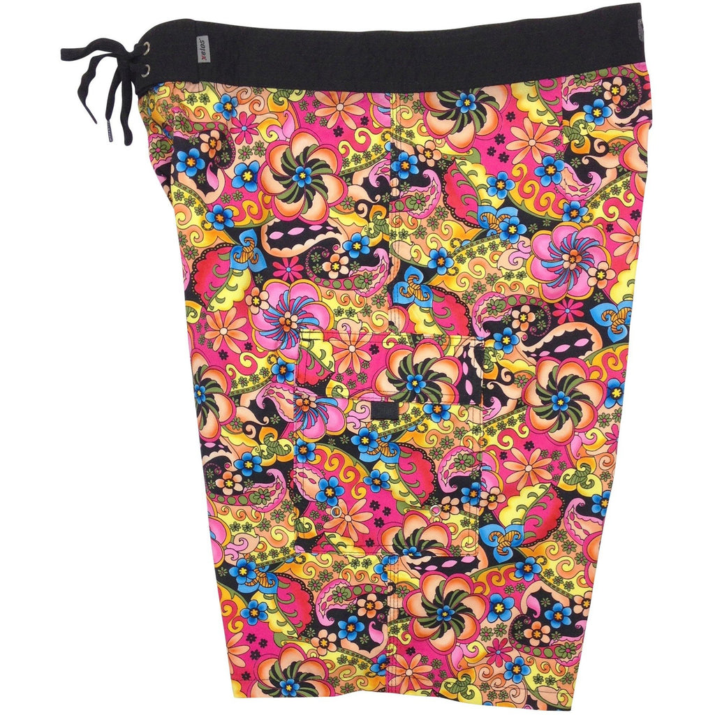 "Lucy in the Sky" Mens Board Shorts - 22" Outseam / 9.5" Inseam (Black) - Board Shorts World