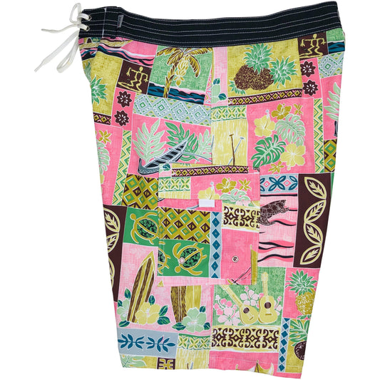 ***NEW*** Fixed (Non Elastic) Waist Board Shorts "3-Day Weekend" (Pink) Print Mens CUSTOM - Board Shorts World