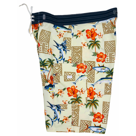 "Gulf Stream" (Natural) Double Cargo Pocket Board Shorts (Select Custom Outseam 17" - 30") - Board Shorts World