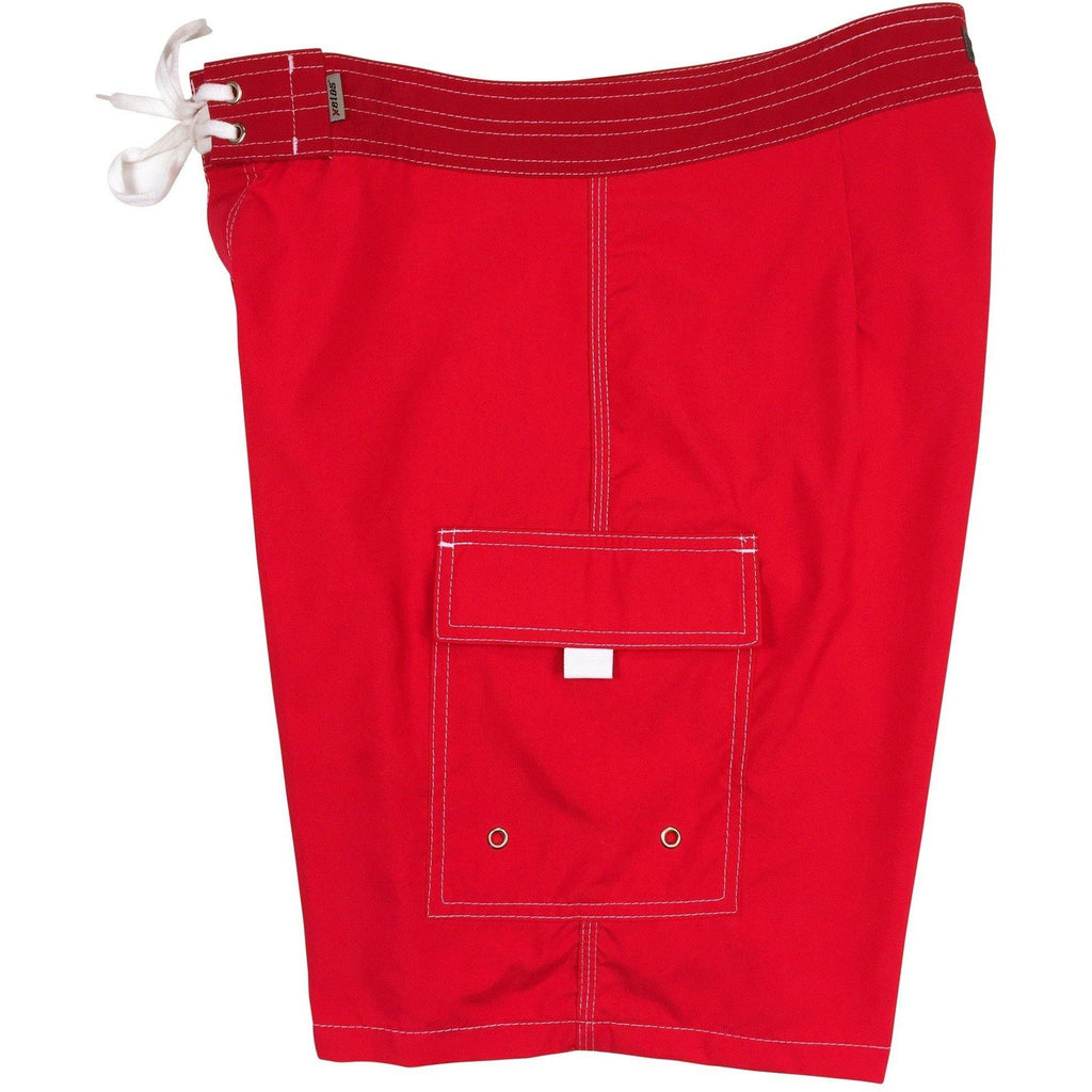 "A Solid Color" Mens Board Shorts - 19.5" Outseam / 7" Inseam (Red, Mango, Silver, Stone, or Turquoise) - Board Shorts World - 1