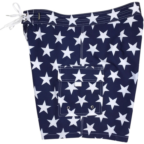 "Star Struck" Mens Board Shorts w/ Dual Cargo Pockets.  17.5" Outseam / 5" Inseam (Navy) - Board Shorts World