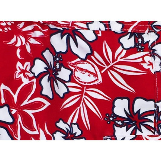 "North Shore" Womens Elastic Waist Swim Board Shorts. REGULAR Rise + 11" Inseam (Red) - Board Shorts World